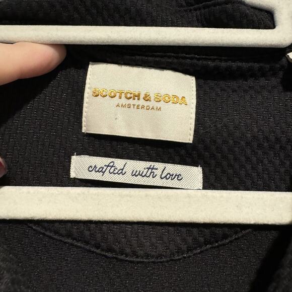 Scotch and Soda Black Textured Jersey Button Up Shirt Short Sleeve Mens XL - Picture 5 of 8